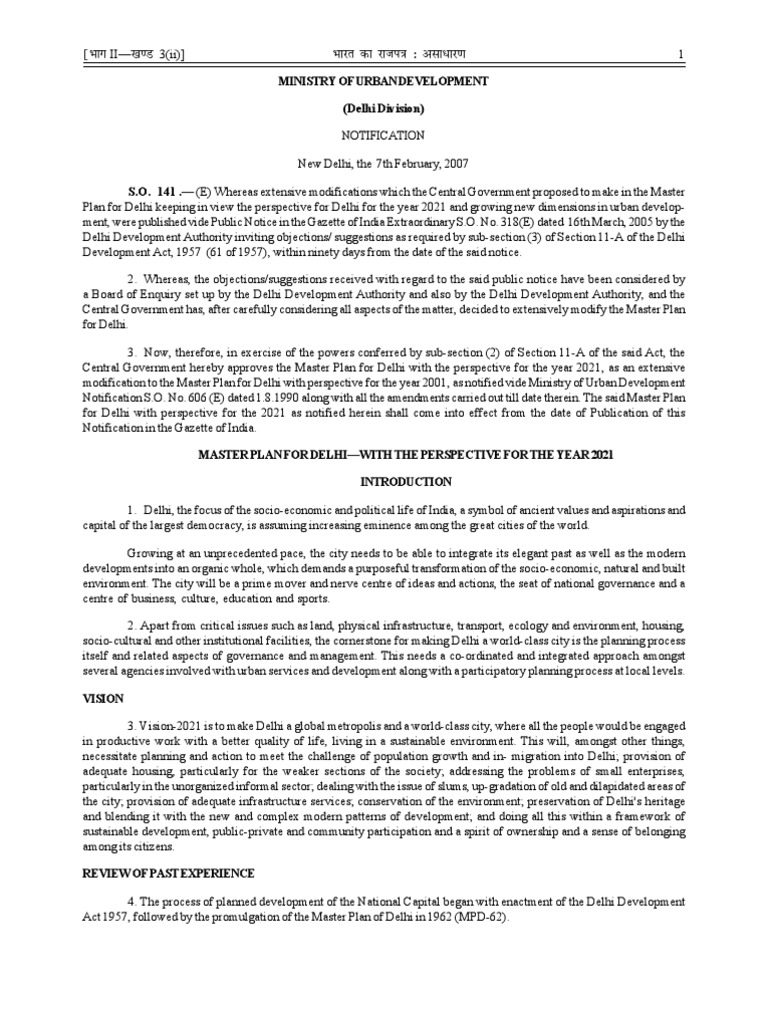 Master Plan 2021 Pdf Delhi Infrastructure