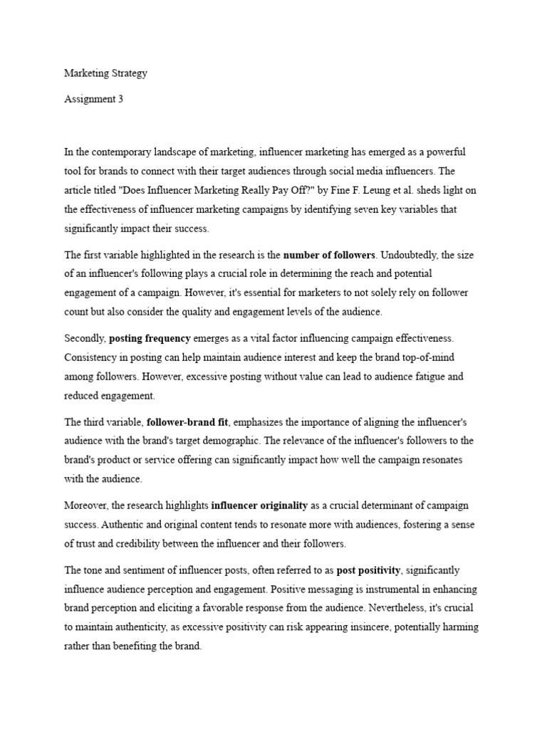 Influencer Marketing Effectiveness Insights | PDF | Brand | Target Audience