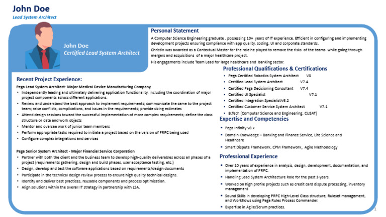 Pega Lead System Architect Profile | PDF | Agile Software Development | Architect