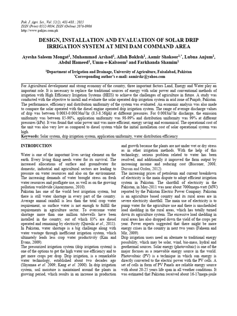 Solar Drip Irrigation System in Pakistan | PDF | Photovoltaics ...