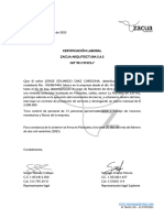 Certificacion Laboral - Zacua Arquitectura S.a.S.