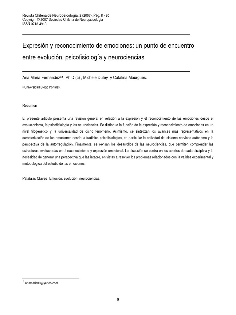 Expresion y Reconocimiento de Emociones | PDF | Las emociones | Cerebro