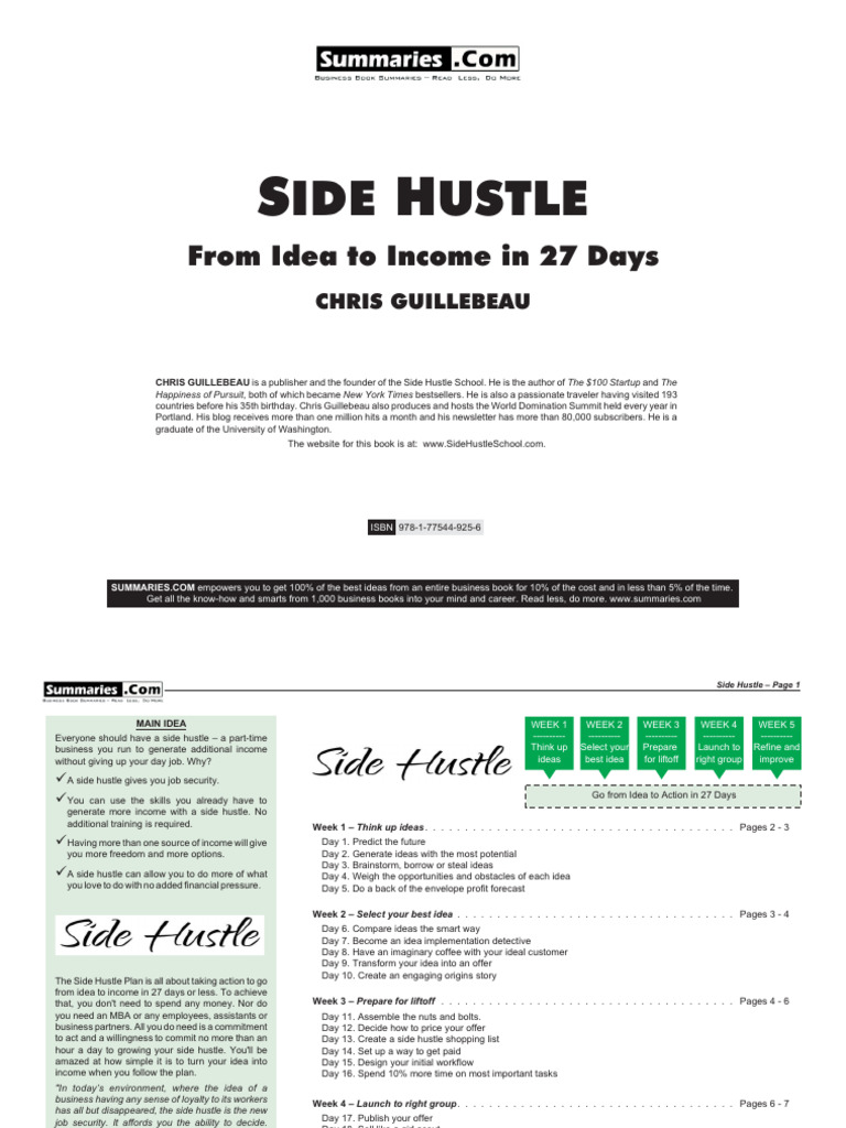 Side Hustle Pdf Business Economics Business
