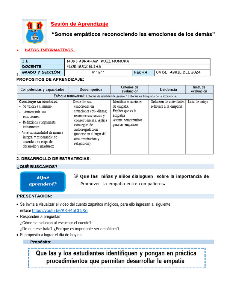 Fomentando la Empatía en el Aula | PDF | Empatía | Evaluación