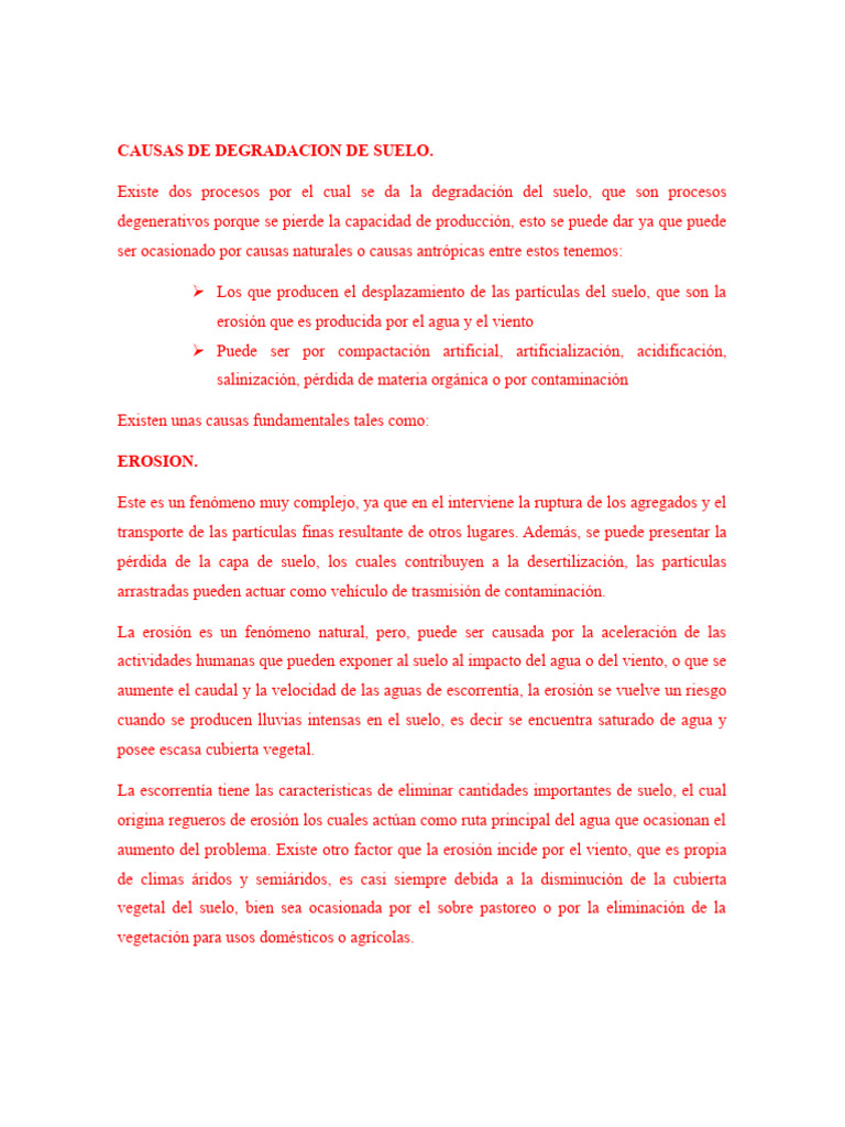 Causas de la Degradación del Suelo | PDF | Suelo | Degradación ambiental