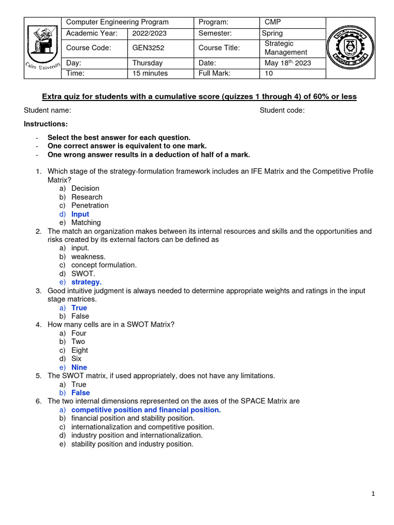 model-answers-extra-quiz-pdf-swot-analysis-matrix-mathematics