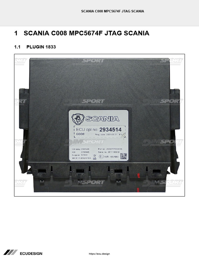 Scania C008 MPC5674F ECU Wiring Guide | PDF