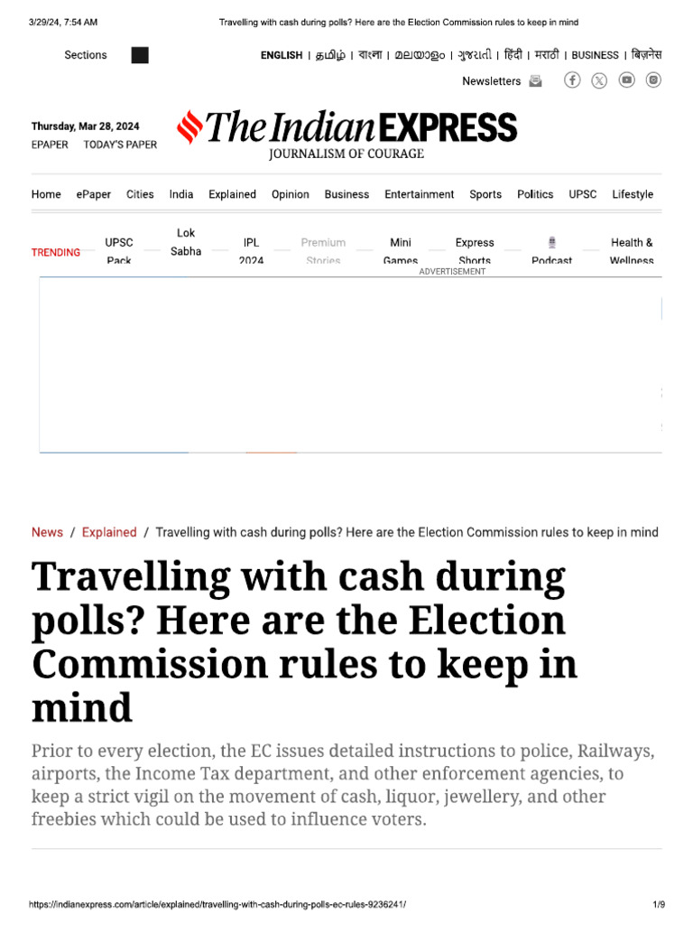 EC Rules Regarding Cash Carrying Limit During Election c5f663d86c | PDF