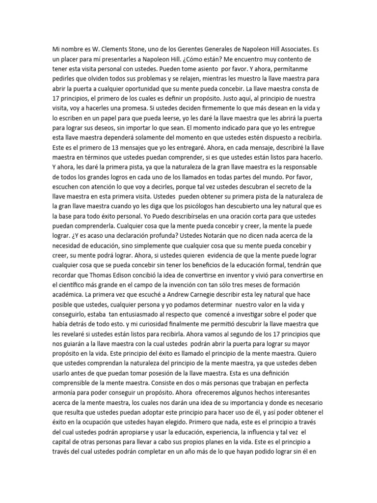 LAS LEYES DEL ÉXITO DE NAPOLEÓN HILL | PDF | Mente | Pensamiento