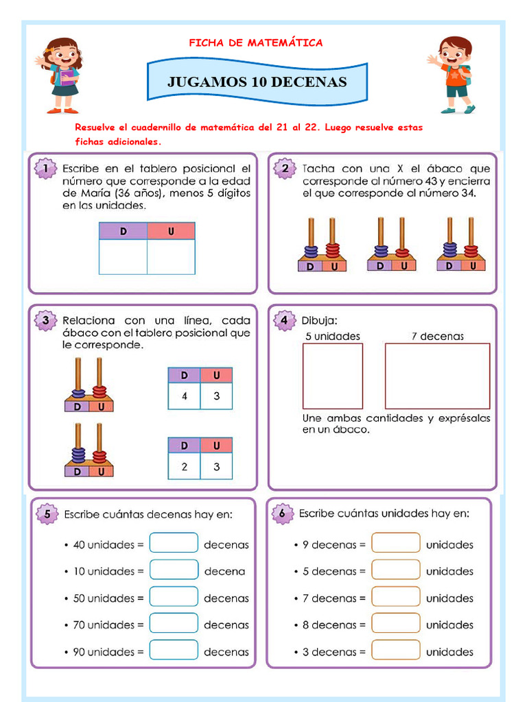 Actividades sobre 10 Decenas | PDF