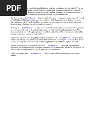 California Math Homework and Problem Solving Grade 6 Answers