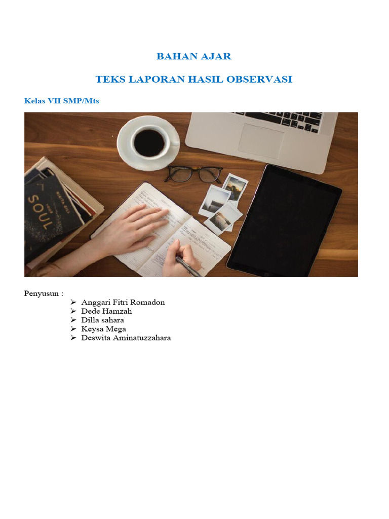 Bahan Ajar Teks Laporan Observasi | PDF | Seni & Disiplin Bahasa