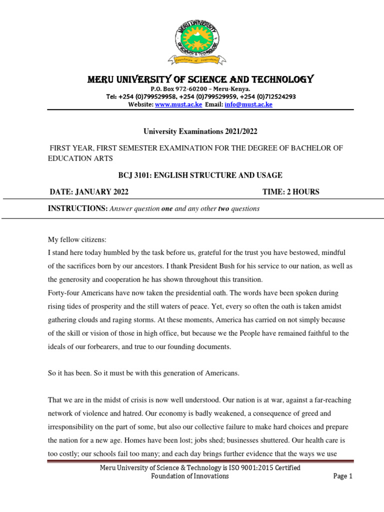 BCJ 3101 English Structure and Usage | PDF | English Language ...