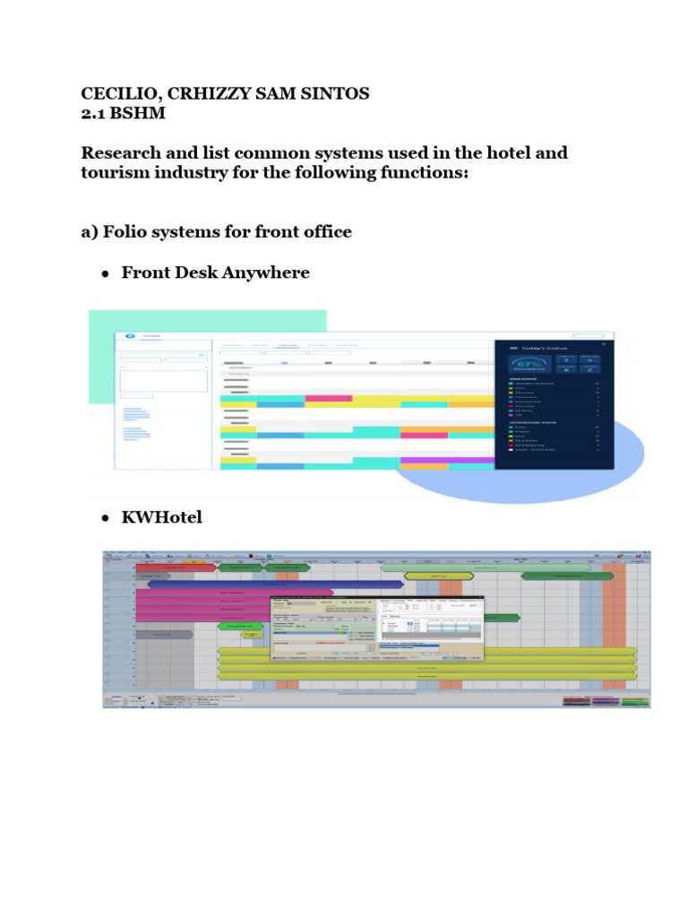 Hotel & Tourism Industry Systems Guide | PDF | Business | Computers