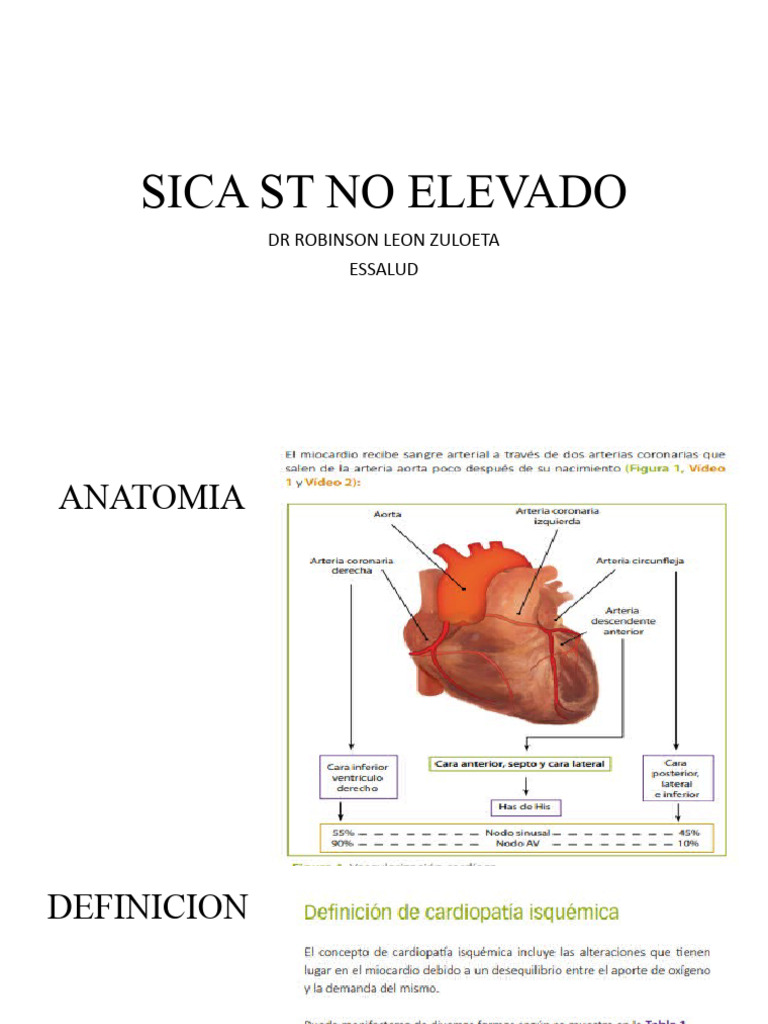 SICA ST No Elevado: Causas y Tratamiento | PDF | Infarto de miocardio ...
