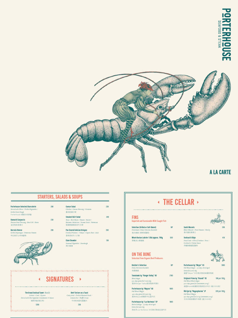 Porterhouse Restaurant Menu Highlights | PDF | Salad | French Fries