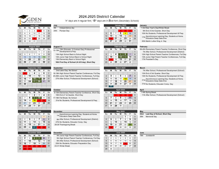 20242025 Ogden School District Calendar PDF Military Operations