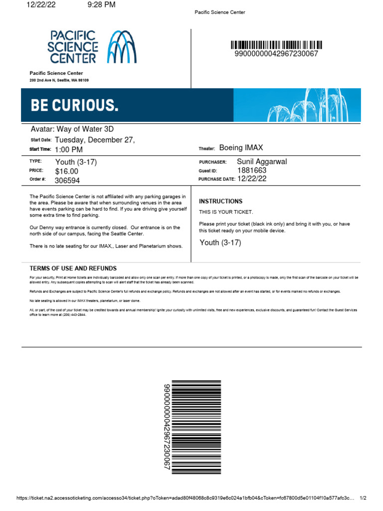 Pacific Science Center Ticket Information | PDF