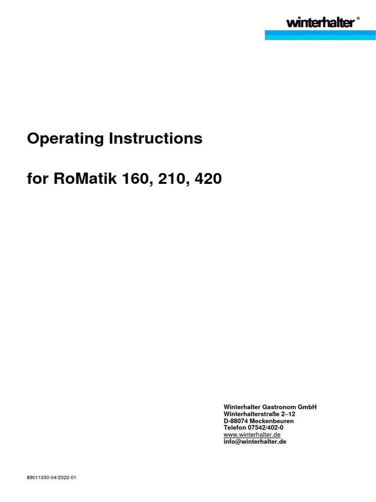RoMatik Operating Instructions Guide | PDF | Water | Dishwasher