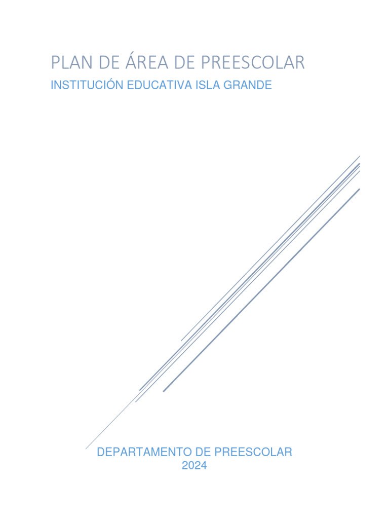 Plan de Área Preescolar 2024 | PDF | Educación de la primera infancia ...