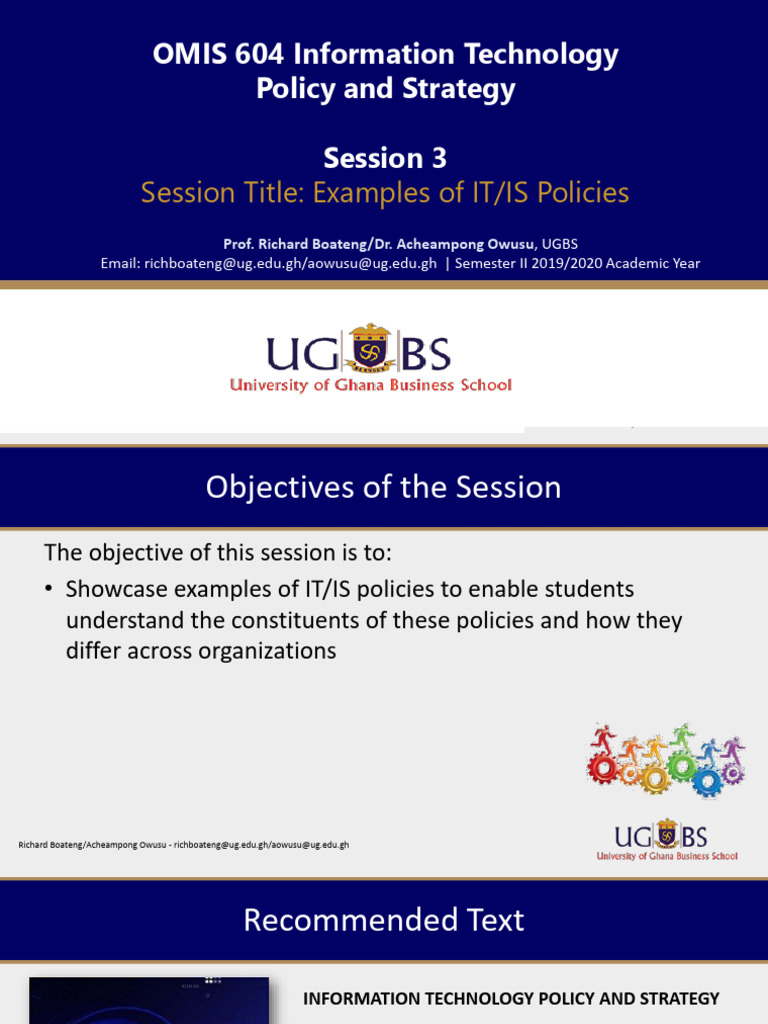 Lecture 3 - 4 - IT Policy - Examples of IT - IS Policies - Chapter 2 ...
