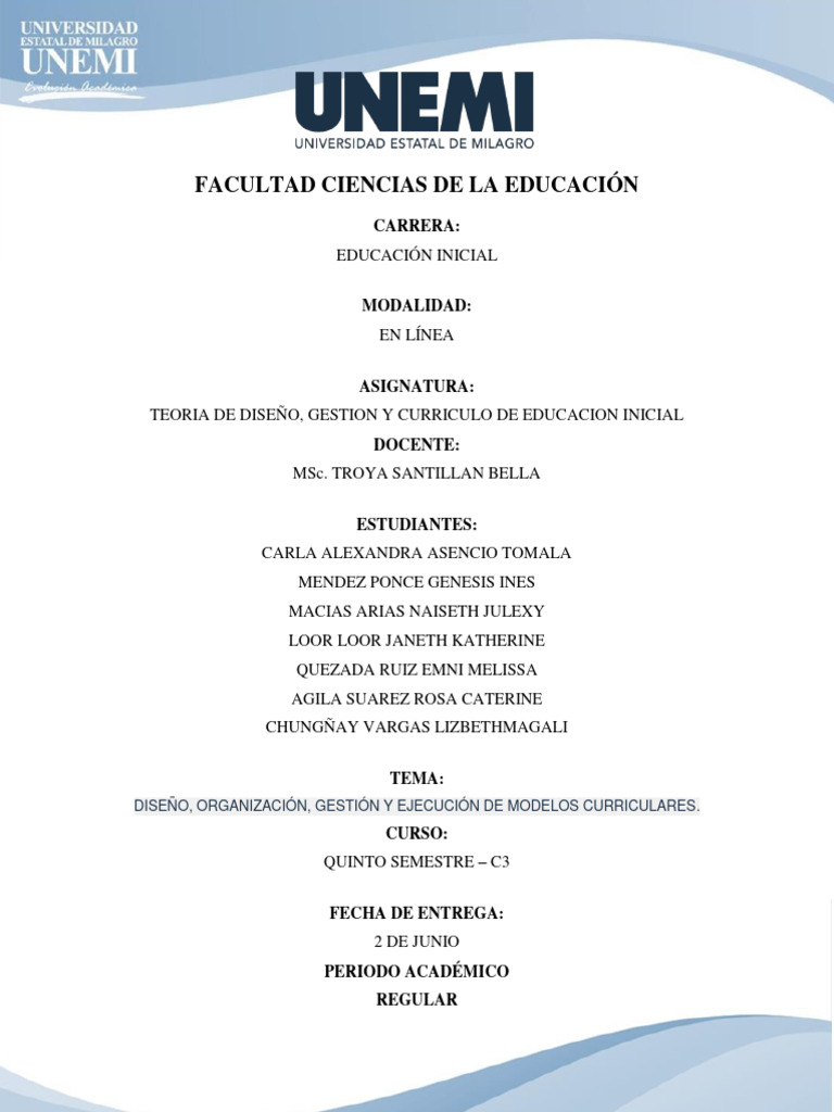 Diseño y Gestión Curricular en Educación Inicial | PDF | Plan de ...