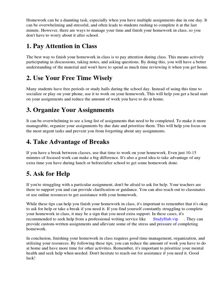 how-to-finish-your-homework-in-class-pdf-homework-time-management