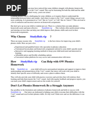 Ow Phonics Homework