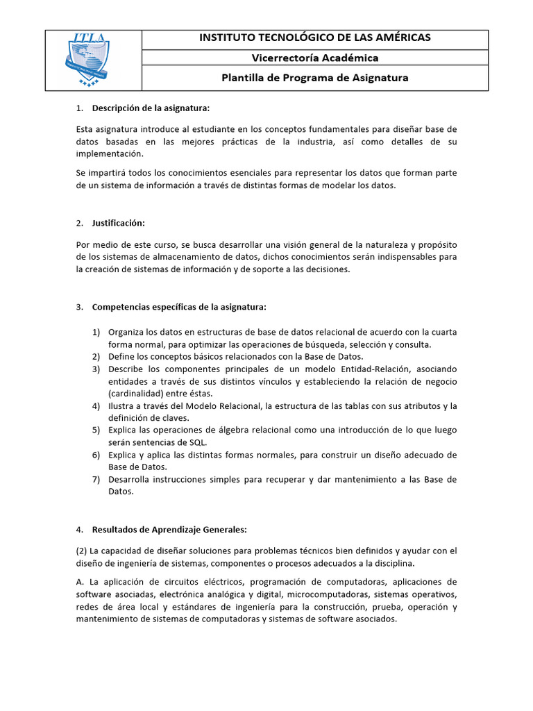Programa de clases pdf base de datos relacional bases de datos