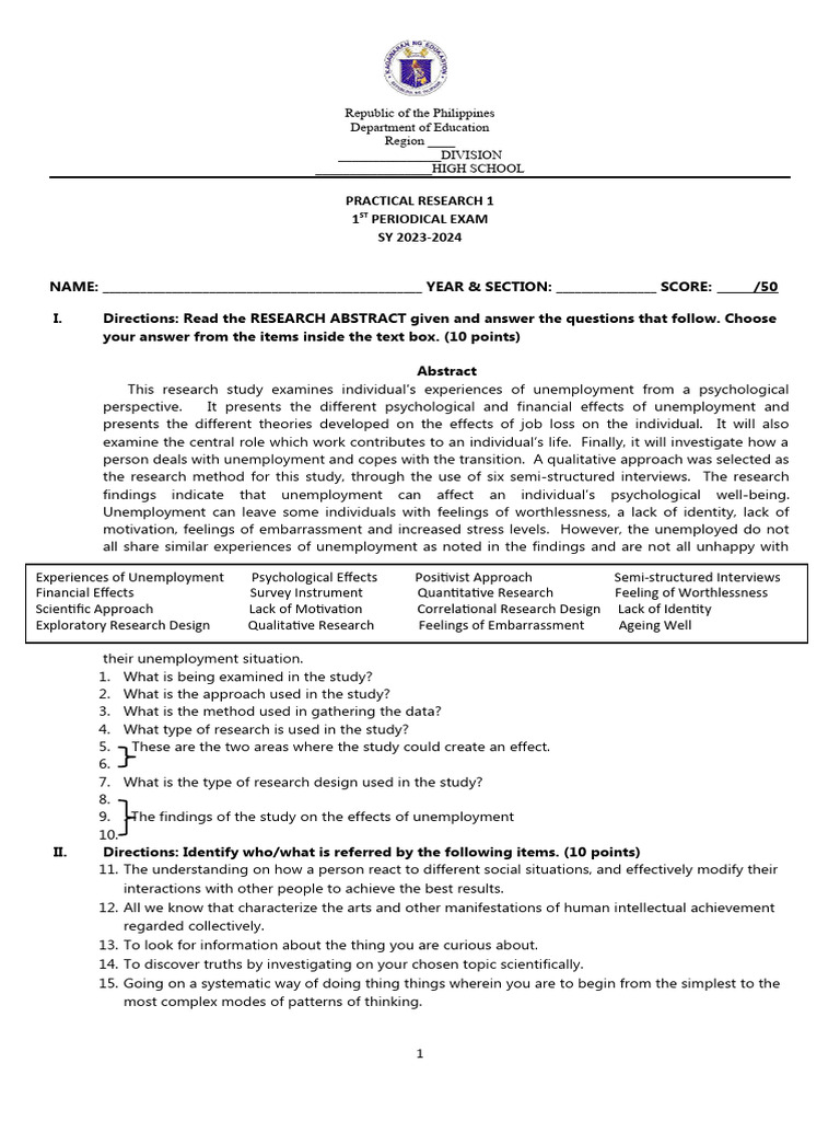 PT Practical Research 1 Q1 | PDF | Qualitative Research | Truth