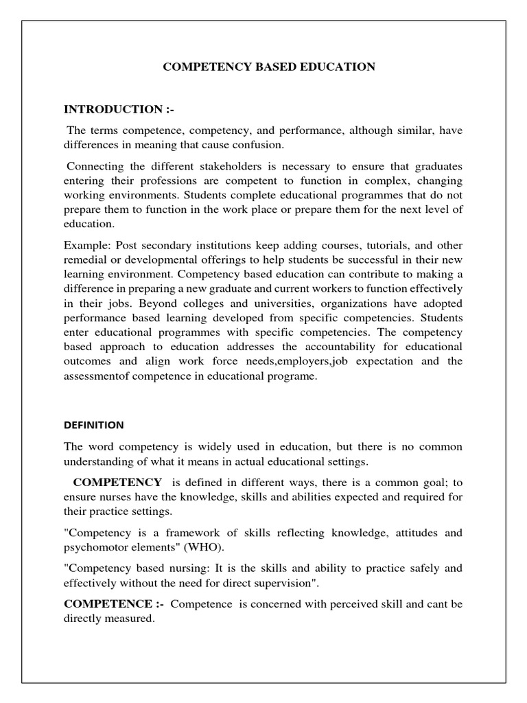 Competency Based Education PDF Learning Nursing