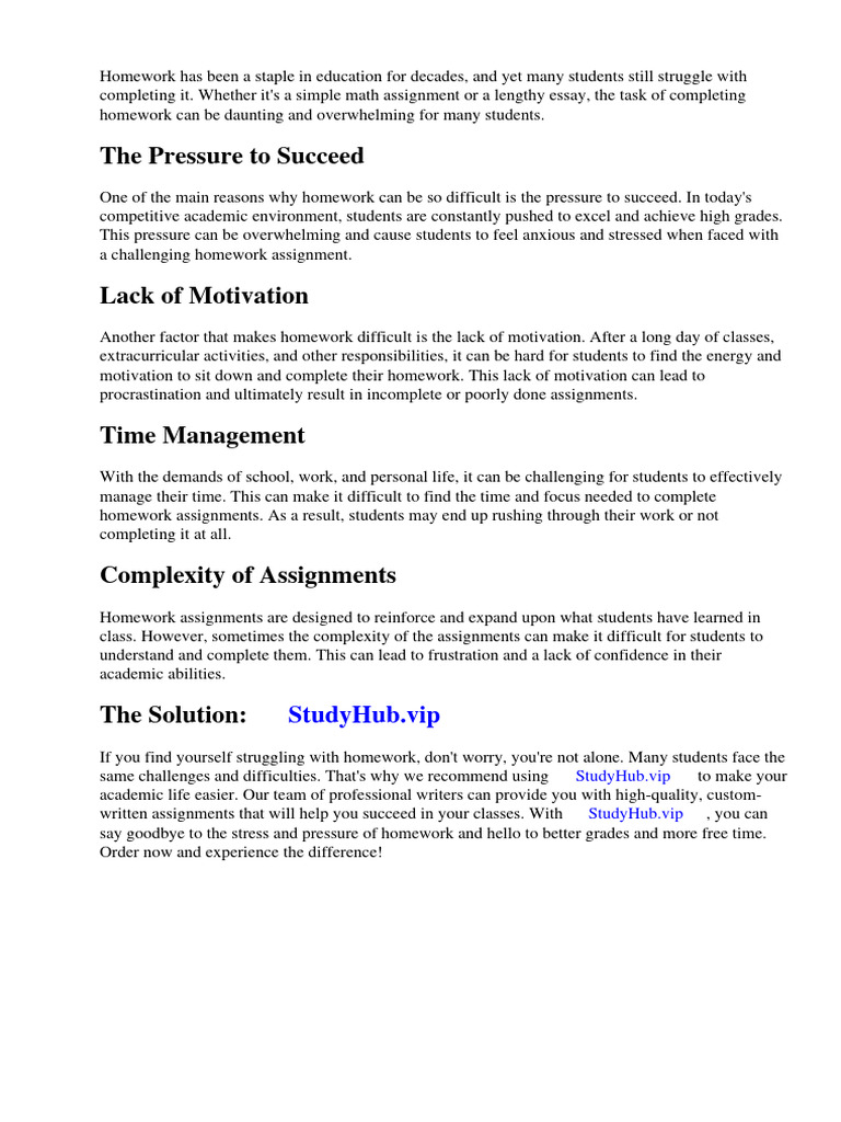 Why Is It So Hard For Me To Do Homework PDF Homework Social Media