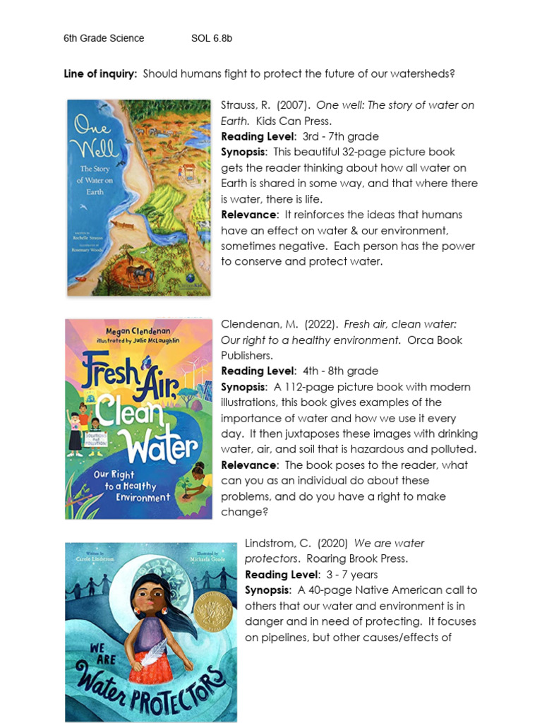 Text Set Erin Lawson Line of Inquiry Traditional Books | PDF | Water ...