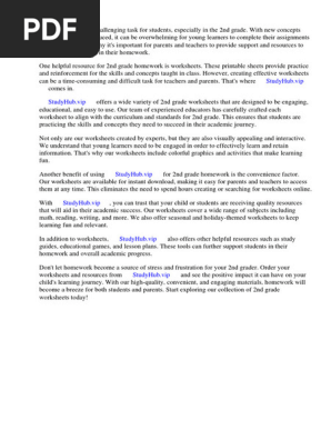 Homework 2nd Grade Worksheets