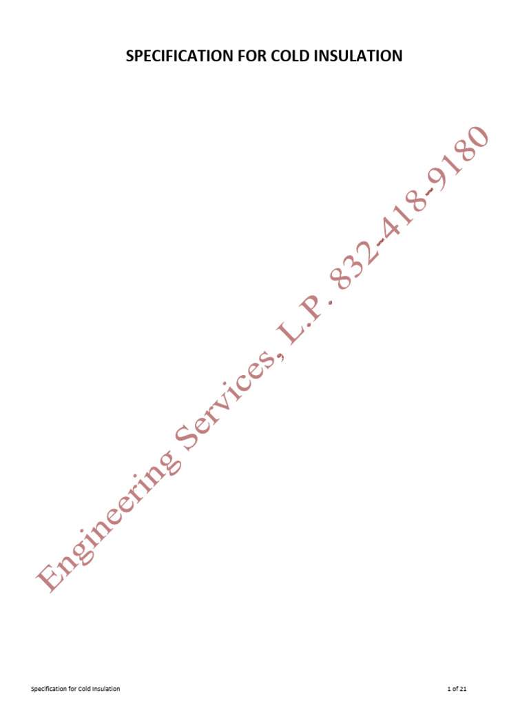 Cold Insulation Specification Guide | PDF | Pipe (Fluid Conveyance ...