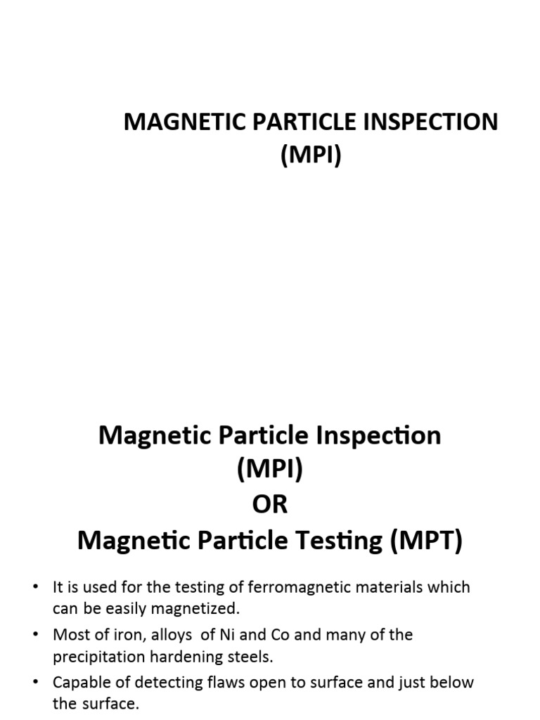 Magnetic Particle Inspection (MPI) | PDF | Magnet | Materials