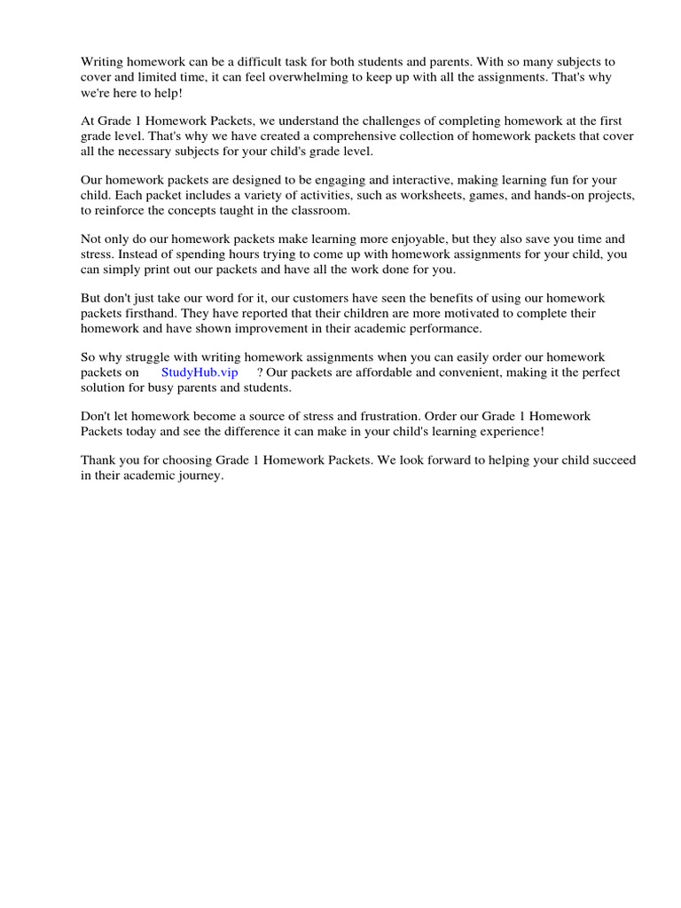 Grade 1 Homework Packets | PDF | Homework | Worksheet