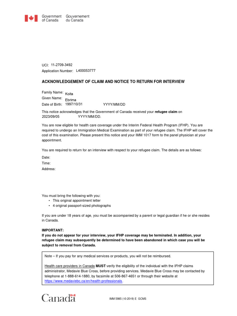 IFHP Coverage and Interview Notice | PDF | Law