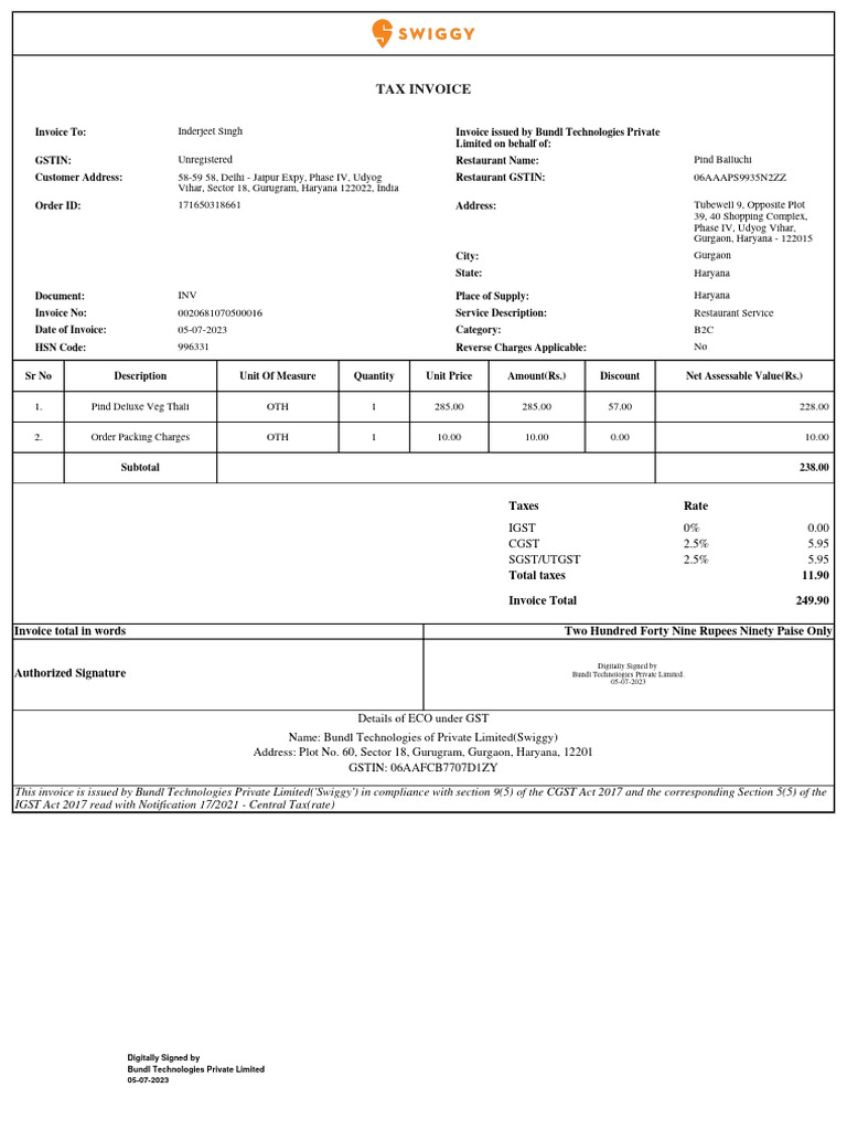 5 July 23 | PDF | Invoice | Taxation