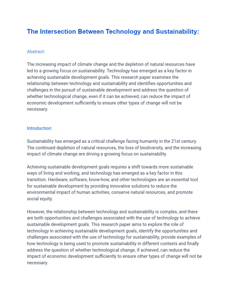 Technology and Sustainibility | PDF | Sustainability | Efficient Energy Use