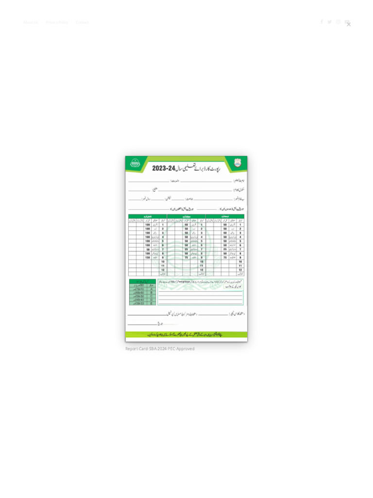 Report Card Result Card SBA 2024 Final Term 2024 PEC Approved Govt