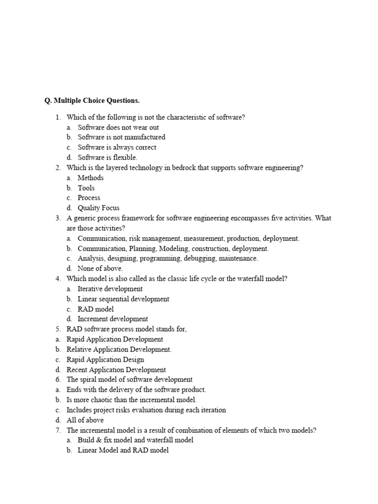 Software Engineering Question Bank 22-23 | PDF | Software Development ...