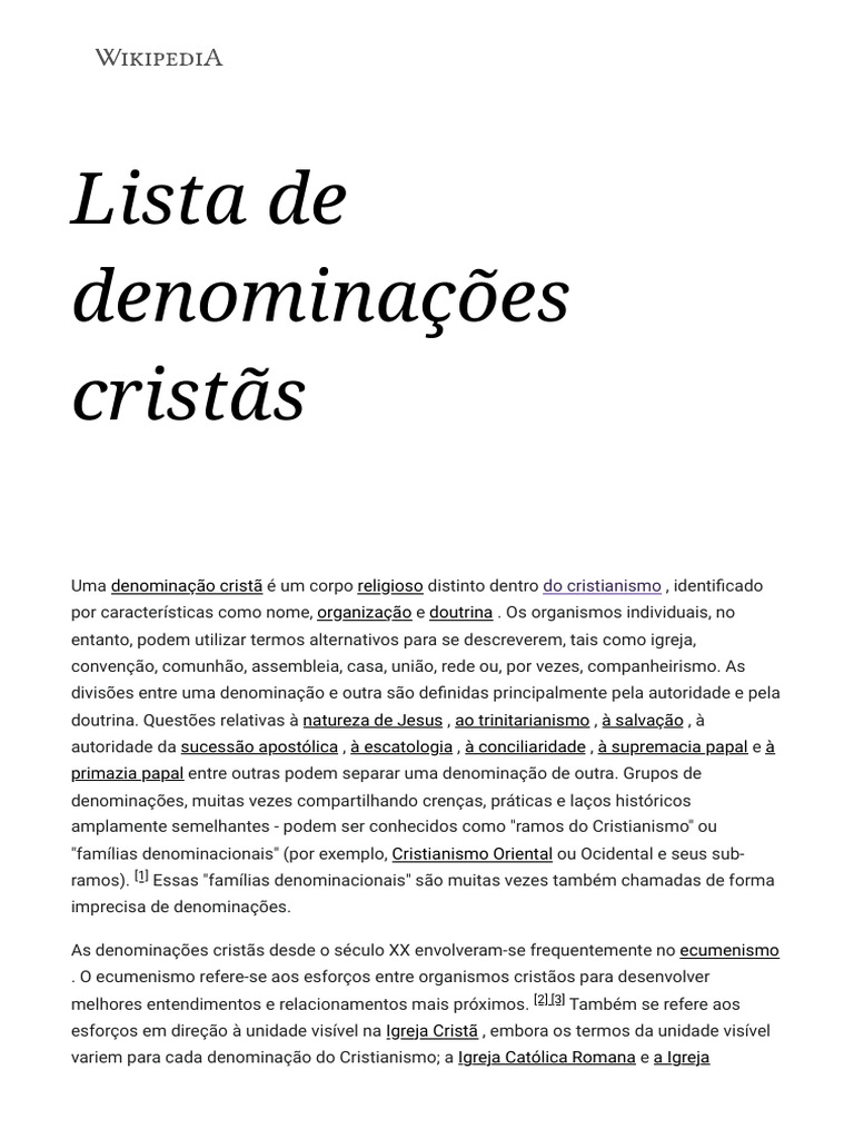 List of christian denominations 2024 pdf fam lias denominacionais