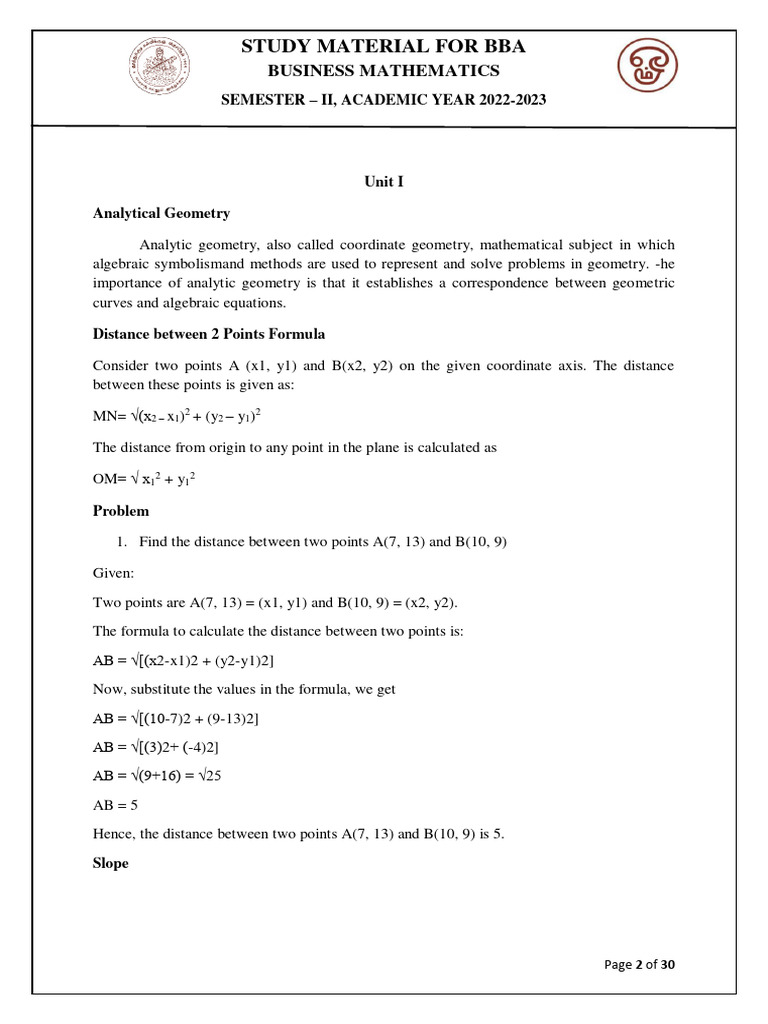BBA Business Mathematics Study Guide | PDF | Derivative | Set (Mathematics)