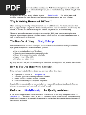 Homework Checklist Online