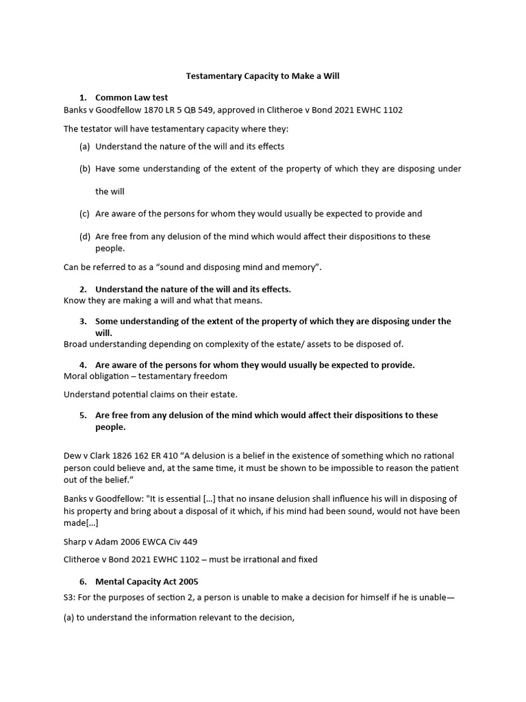 Testamentary Capacity Meaning In Gujarati