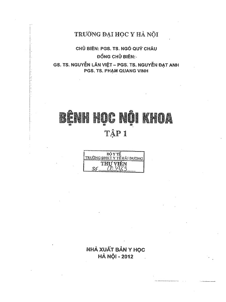 BỆNH HỌC NỘI KHOA TẬP 1