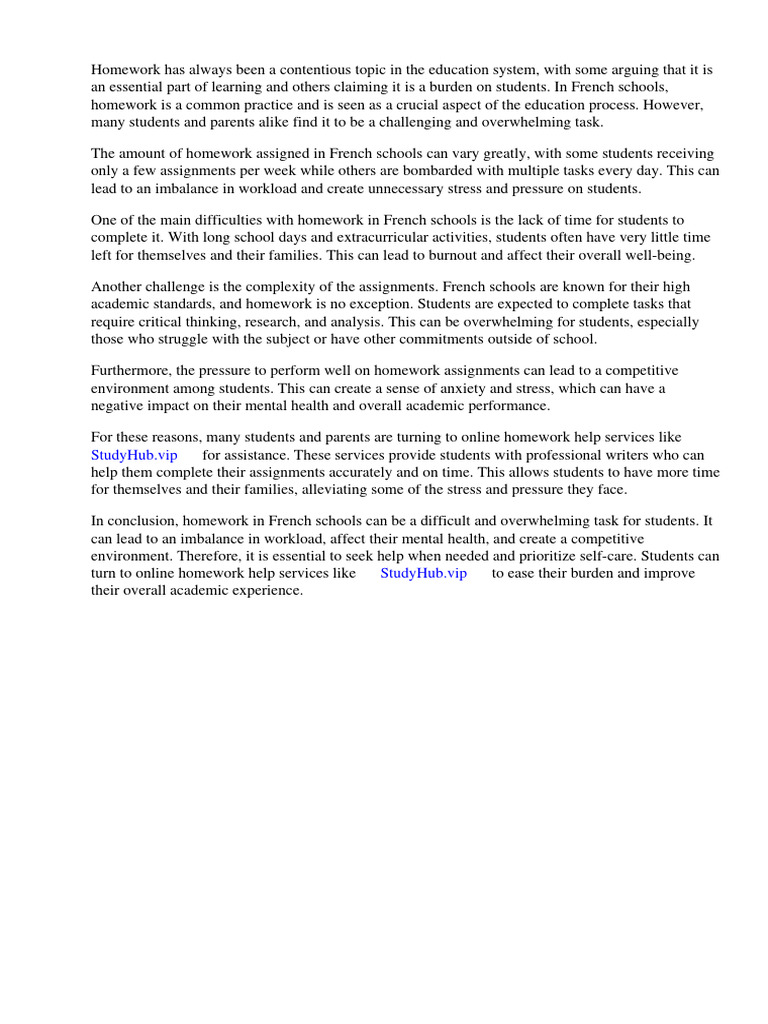 Homework In French Schools PDF Homework Schools