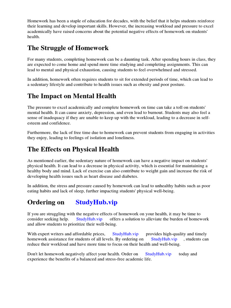 how-can-homework-affect-your-health-pdf-homework-sedentary-lifestyle