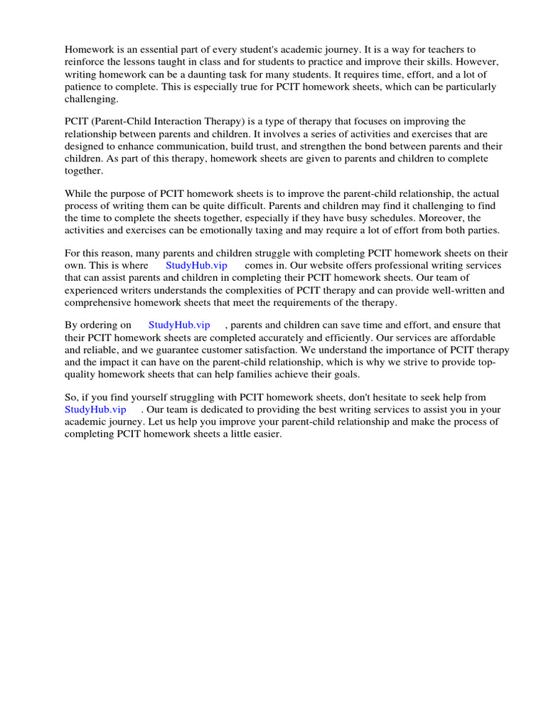 Pcit homework sheets pdf homework